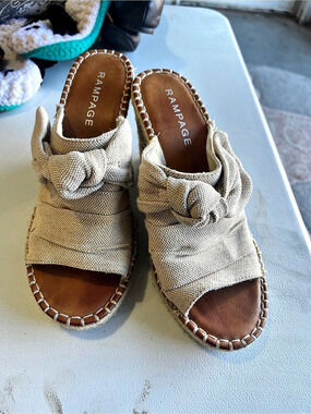 Rampage Hannah Espadrille Wedge Slide Sandal Beige